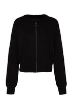Trendyolmilla Indigo Geniş Kalıp Bomber Yaka Fermuarlı Triko Hırka TWOAW24HI00153