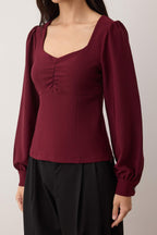 Trendyolmilla Haki Büzgü Detaylı Dokuma Bluz TWOAW23BZ00633 B