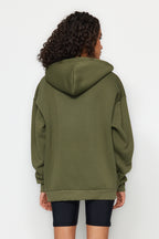 Trendyolmilla Kiremit Kalın İçi Polarlı Oversize/Geniş Kalıp Kapüşonlu Basic Örme Sweatshirt TWOAW24SW00103
