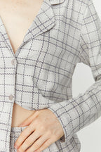 Trendyolmilla Gri %100 Pamuklu Ekoseli Örme Pijama Takımı THMAW20PT0266