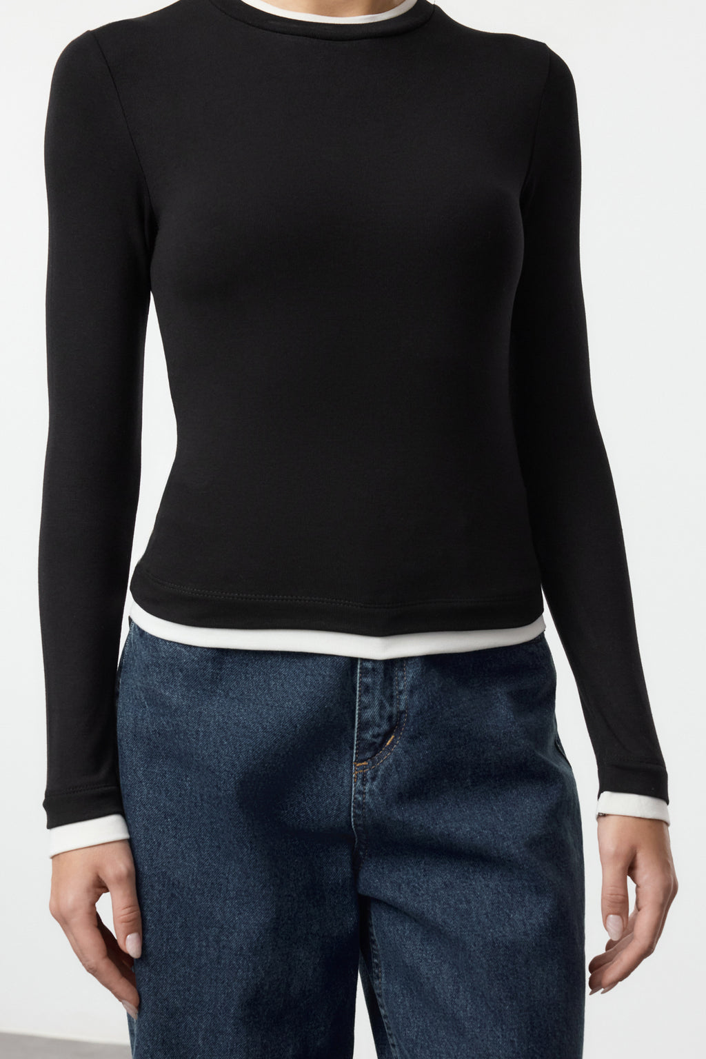 Trendyolmilla Pembe Renk Bloklu Fitted/Vücuda Oturan Viskon/Yumuşak Kumaşlı Esnek Örme Bluz TWOAW25BZ00114