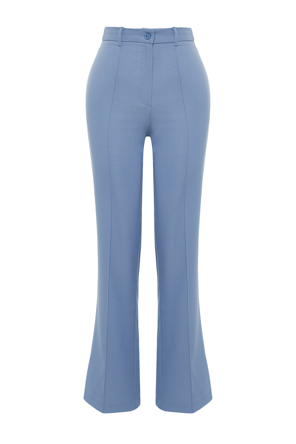 Trendyolmilla Indigo Straight/Düz Kesim Yüksek Bel Nervür Dikişli Dokuma Pantolon TWOSS21PL0093