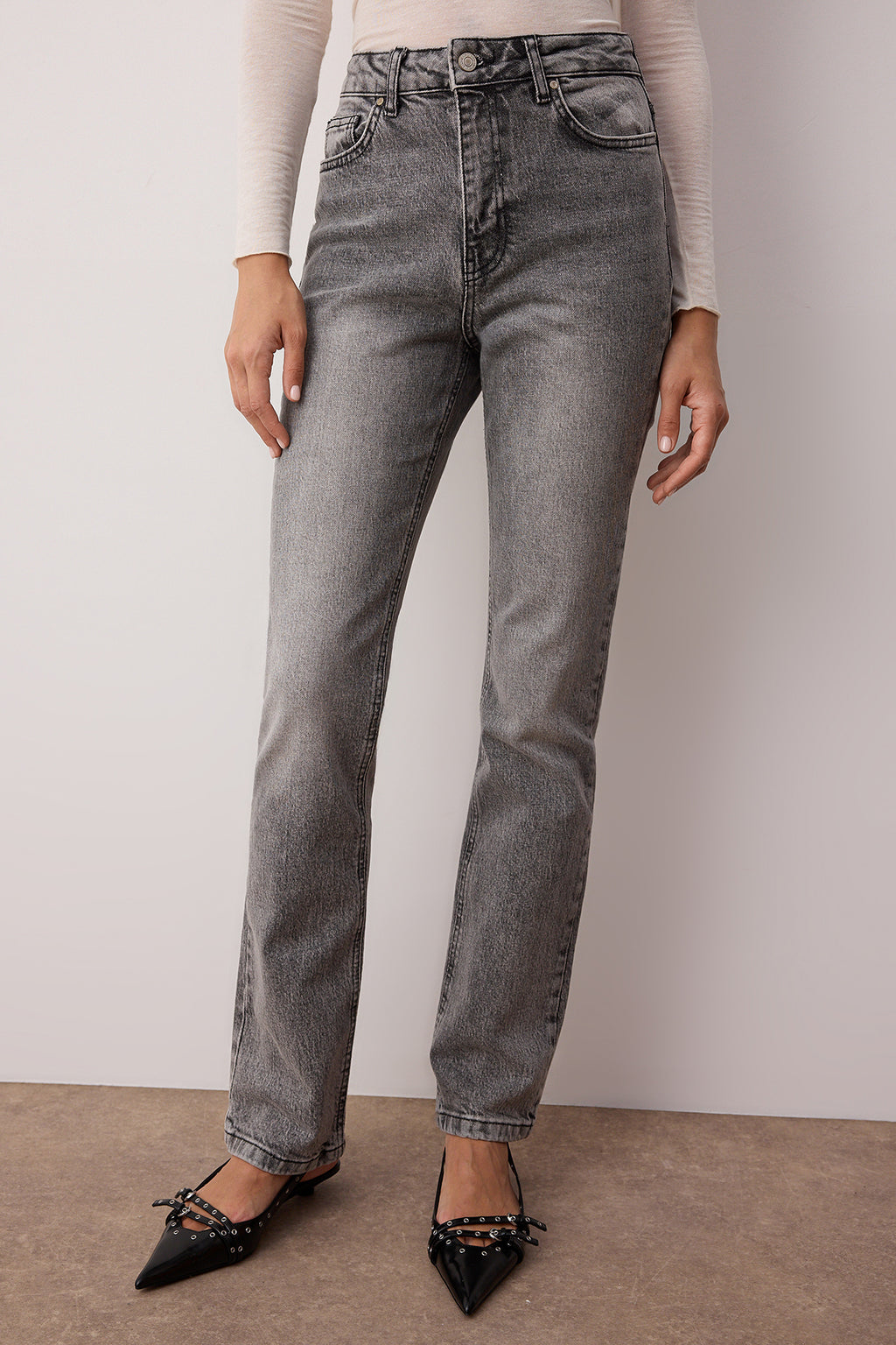 Trendyolmilla Antrasit Yüksek Bel Comfort/Esnek Bootcut Jeans TWOAW23JE00657