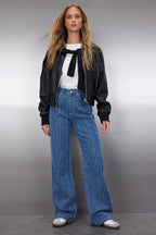 Mavi Dokulu Yüksek Bel Wide Leg Geniş Paça %100 Pamuk Non-Stretch Jeans TWOSS25JE00043