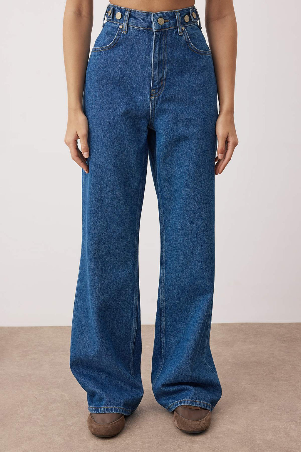 Trendyolmilla Yağ Yeşili Bel Detaylı Yüksek Bel Wide Leg Pantolon TWOAW25JE00039