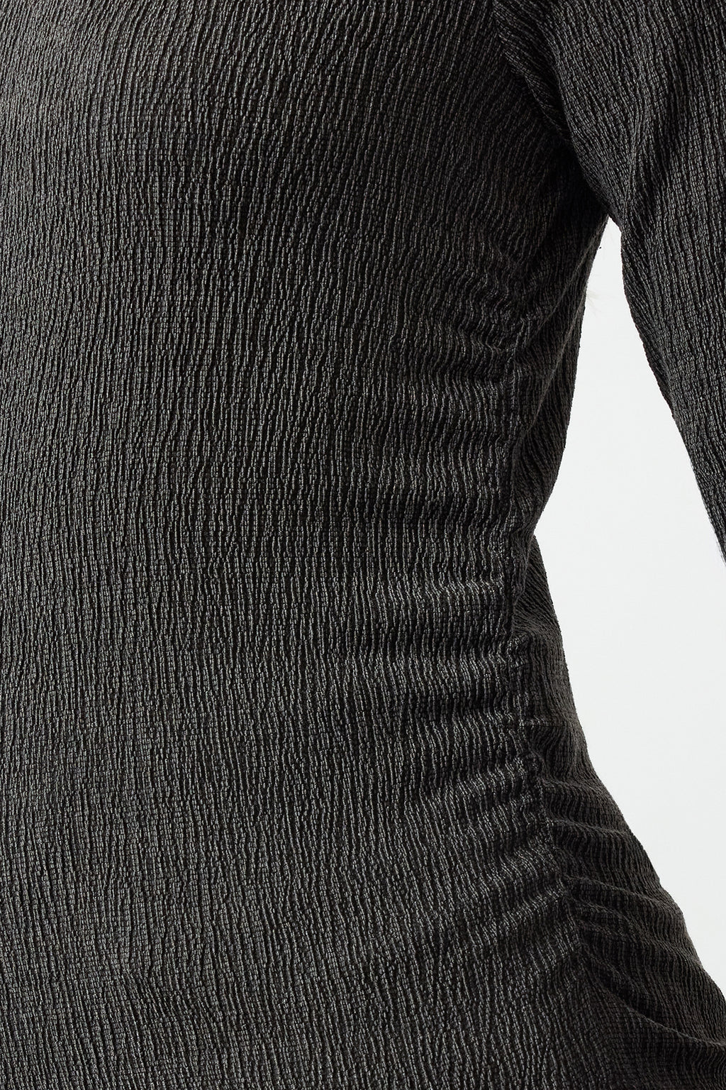 Antrasit Dik Yaka Büzgü/Drape Detaylı Regular/Normal Kalıp Örme Bluz TWOAW25BZ00221