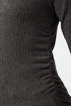 Antrasit Dik Yaka Büzgü/Drape Detaylı Regular/Normal Kalıp Örme Bluz TWOAW25BZ00221