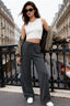 Premium Antrasit Wide Leg Esnek Örme Pantolon TWOSS24PL00054
