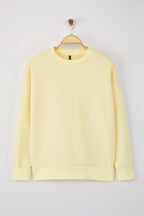 Trendyolmilla Siyah Oversize/Bol Kesim Bisiklet Yaka Kalın/İçi polarlı Örme Sweatshirt TWOAW24SW00102