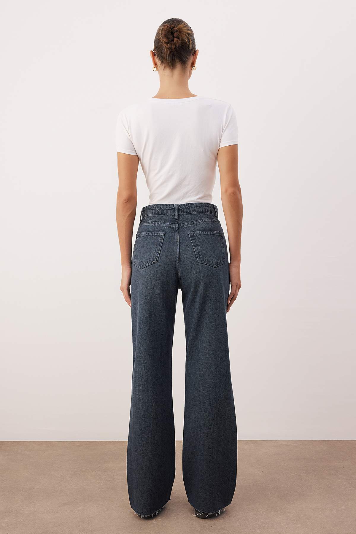 Mavi-Gri Yüksek Bel Geniş Paça Wide Leg Jeans TWOAW26JE00113