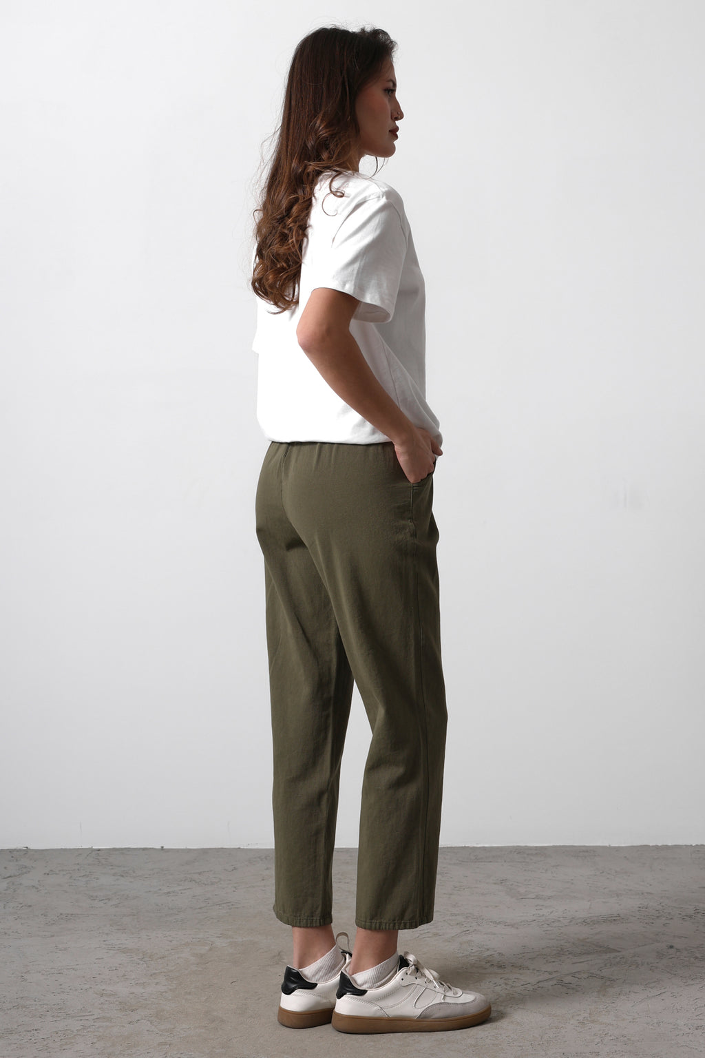 Haki Beli Lastikli Gabardin Pamuklu Pantolon TWOSS25PL00036