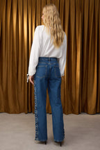 Özel Koleksiyon Mavi Kuşgözü Bağlama Detaylı Yüksek Bel Wide Leg Jeans TWOAW26JE00012