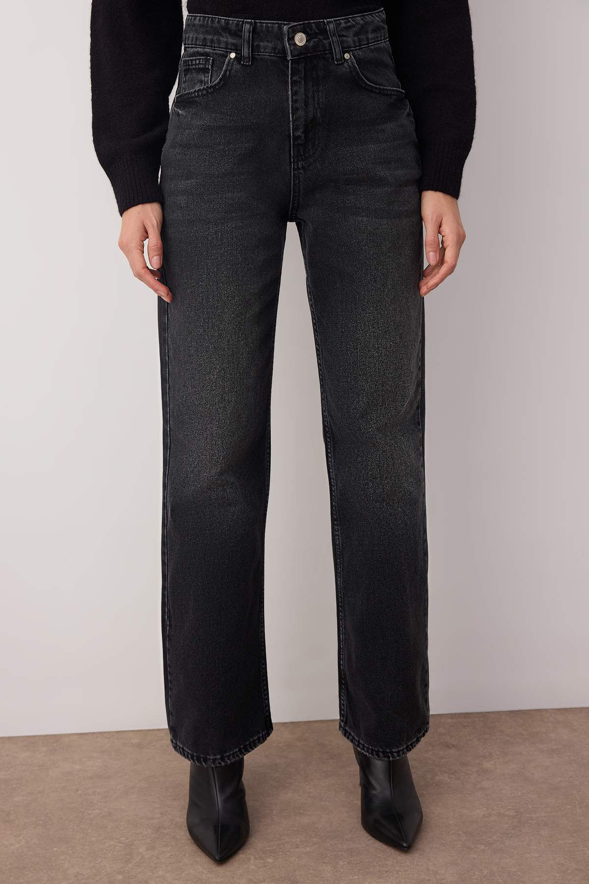 Trendyolmilla Antrasit Yüksek Bel Geniş Paça Wide Leg Jeans TWOAW26JE00083