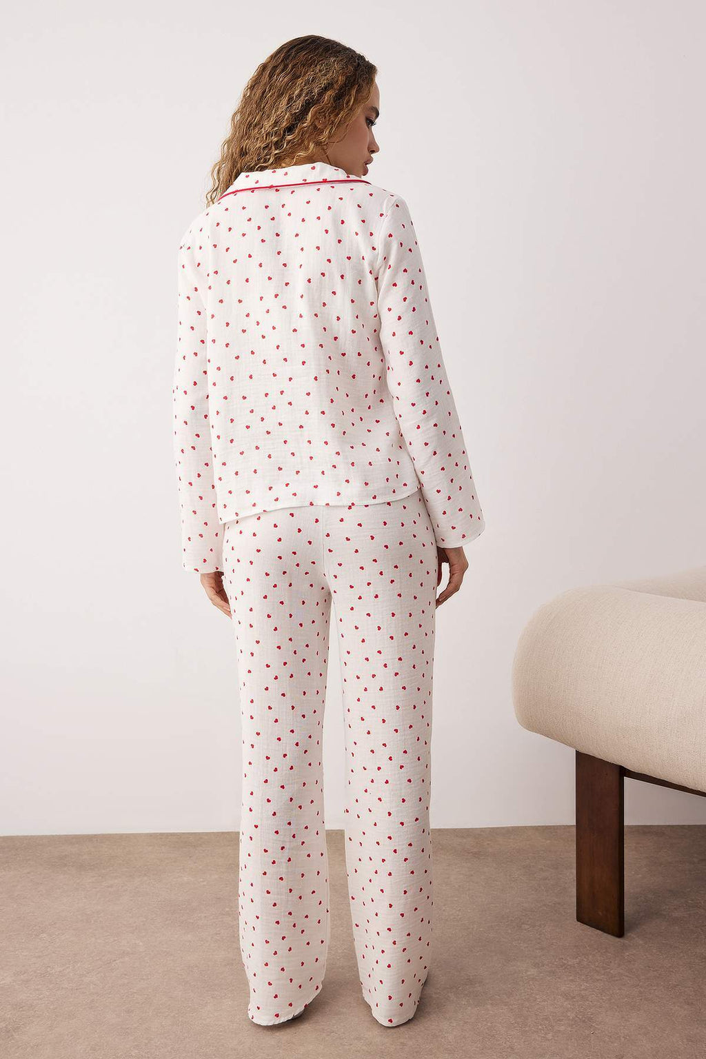Trendyolmilla Ekru %100 Pamuklu Kalpli Müslin Kumaş Dokuma Pijama Takımı THMAW26PT00110