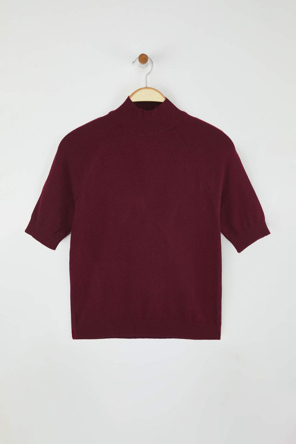 Trendyolmilla Bordo Merserize Görünümlü Premium İplik/Özel İplik Basic İnce Triko Bluz TWOAW24BZ00005