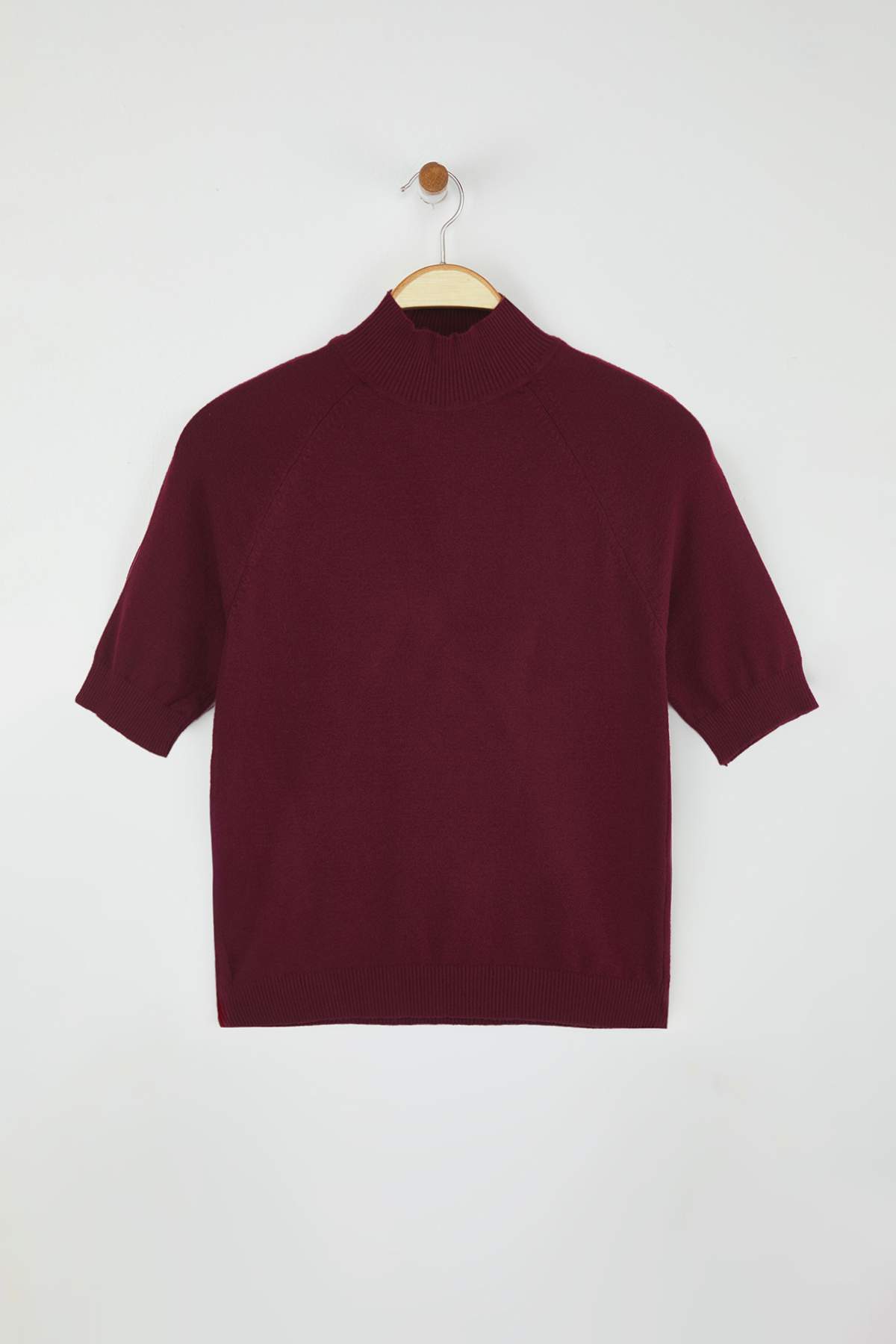 Trendyolmilla Bordo Merserize Görünümlü Premium İplik/Özel İplik Basic İnce Triko Bluz TWOAW24BZ00005