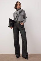 Trendyolmilla Lacivert Yüksek Bel Cep Detaylı Raw Wide Leg Jeans TWOAW26JE00231