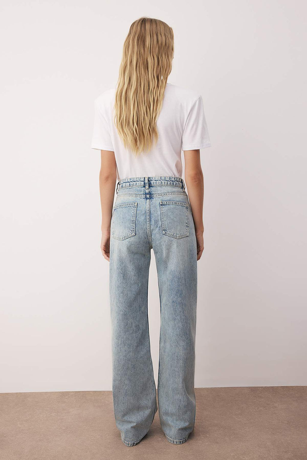Trendyolmilla Mavi Yüksek Bel Bel Wide Leg Jeans TWOAW26JE00079