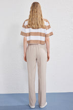Trendyolmilla Siyah Arka Beli Lastikli Straight/Düz Kesim Dokuma Pantolon TWOSS25PL00102