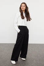 Trendyolmilla Gri Ince Ekstra Yüksek Bel Wide Leg/Geniş Kesim Pantolon TWOAW25PL00026