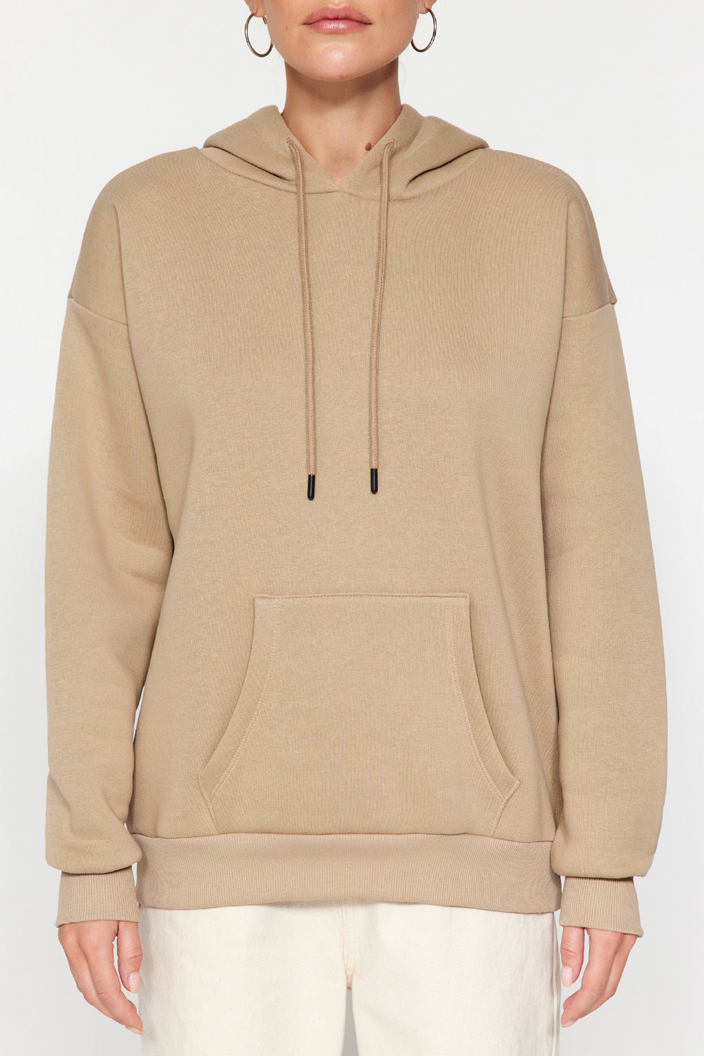 Trendyolmilla Kiremit Kalın İçi Polarlı Oversize/Geniş Kalıp Kapüşonlu Basic Örme Sweatshirt TWOAW24SW00103