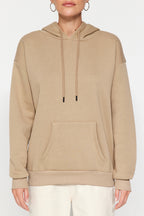 Trendyolmilla Kiremit Kalın İçi Polarlı Oversize/Geniş Kalıp Kapüşonlu Basic Örme Sweatshirt TWOAW24SW00103