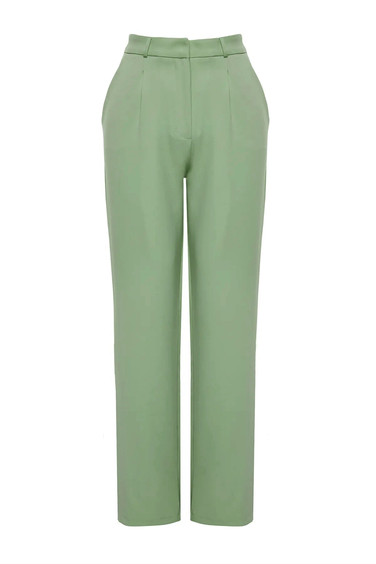 Trendyolmilla Mint Straight/Düz Kesim Pileli Dokuma Kumaş Pantolon TWOSS21PL0155