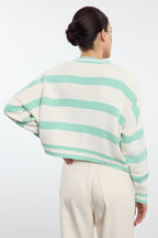 Trendyolmilla Lacivert Crop Çizgili Triko Kazak TWOAW23KZ00205