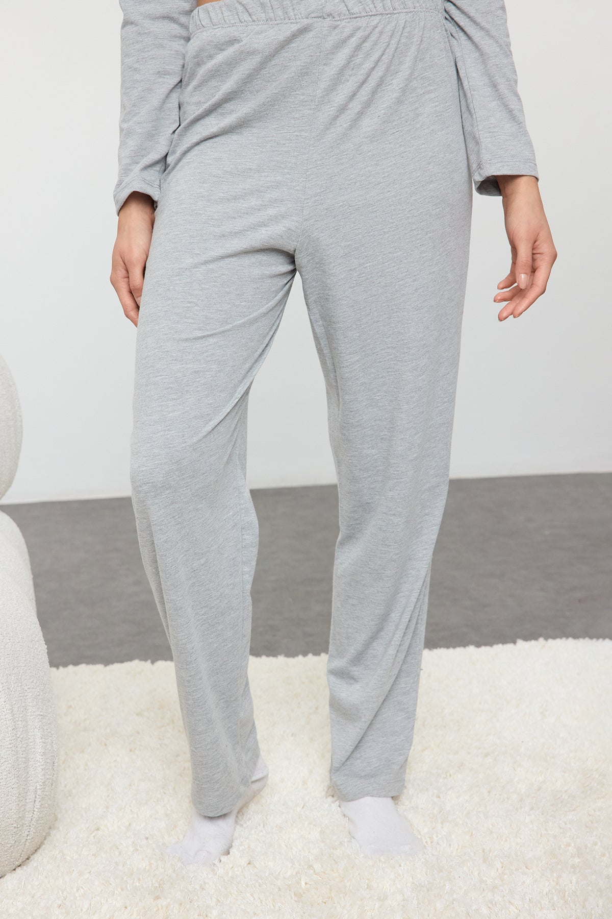 Trendyolmilla Siyah Pamuklu Panda Baskılı Gömlek-Pantolon Örme Pijama Takımı THMAW21PT0245