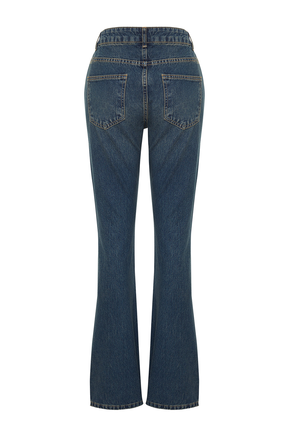 Koyu Mavi Düşük Bel Düz Kesim Straight %100 Pamuk Non-Stretch Jeans TWOSS24JE00100