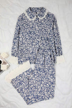 Trendyolmilla Mavi Çiçekli Viskon Dokuma Pijama Takımı THMAW26PT00185