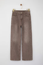 Trendyolmilla Antrasit Yüksek Bel Vintage Yıkama Geniş Paça Wide Leg Jeans TWOAW26JE00124