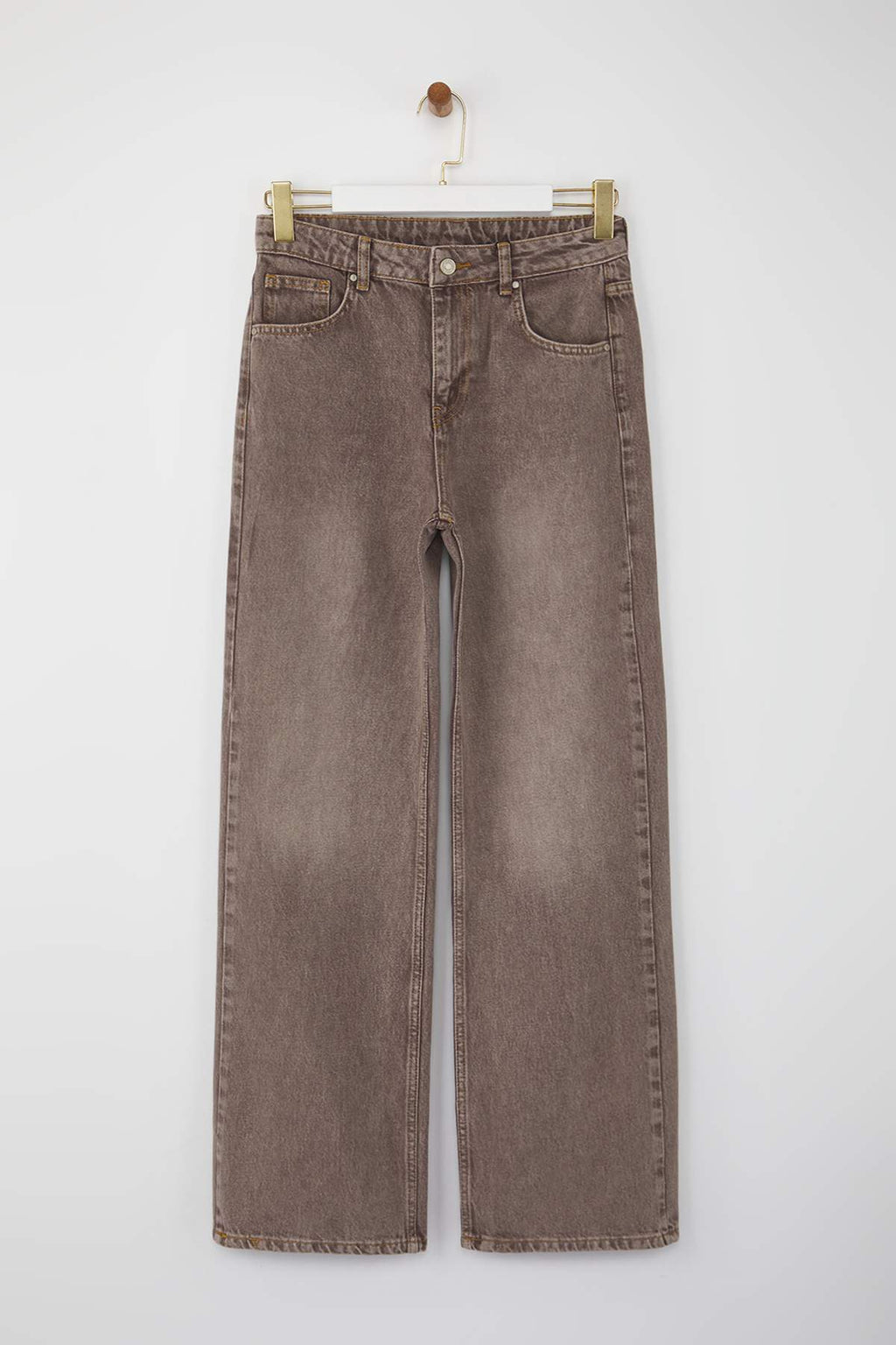 Trendyolmilla Antrasit Yüksek Bel Vintage Yıkama Geniş Paça Wide Leg Jeans TWOAW26JE00124