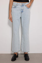 Trendyolmilla Mavi Yüksek Bel Düz Kesim Straight %100 Pamuk Non-Stretch Jeans TWOSS23JE00089