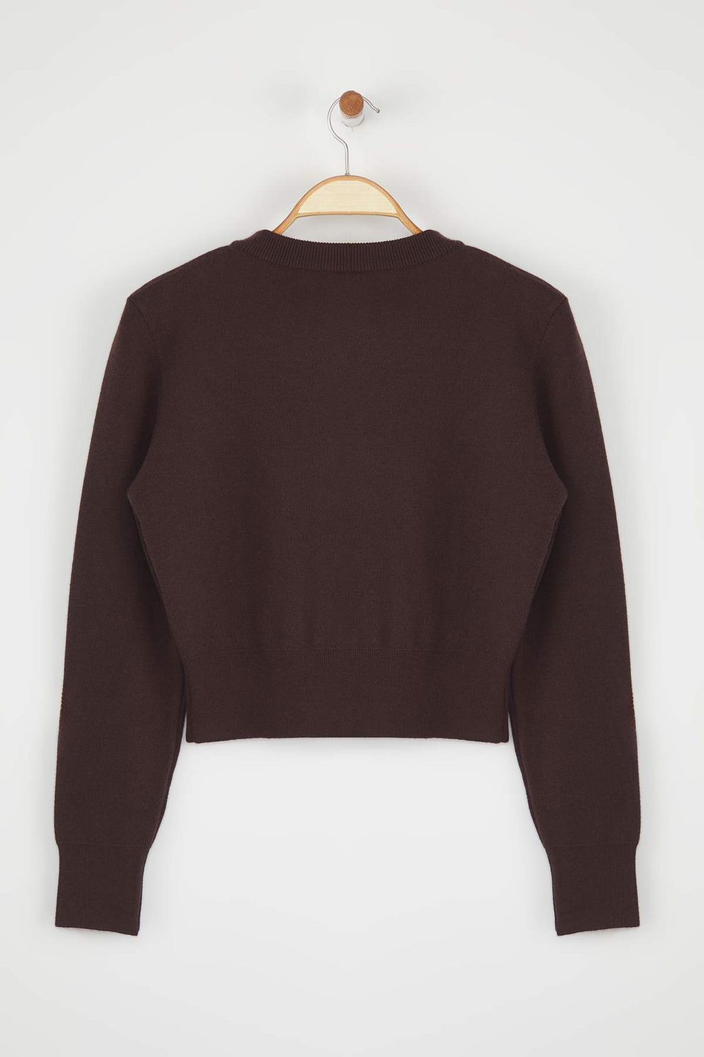 Trendyolmilla Koyu Kırmızı Premium/Özel İplik Crop Gül Düğmeli Ceket Görünümlü Triko Hırka TWOAW25HI00110