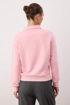 Açık Pembe Yarım Pat Fermuarlı Regular/Normal Kalıp Örme Sweatshirt TWOAW26SW00108