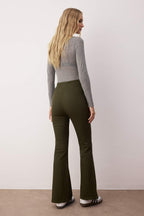 Trendyolmilla Haki Flare Kalıp Bağlama Detaylı Bootcut Gabardin Pantolon TWOAW26PL00064