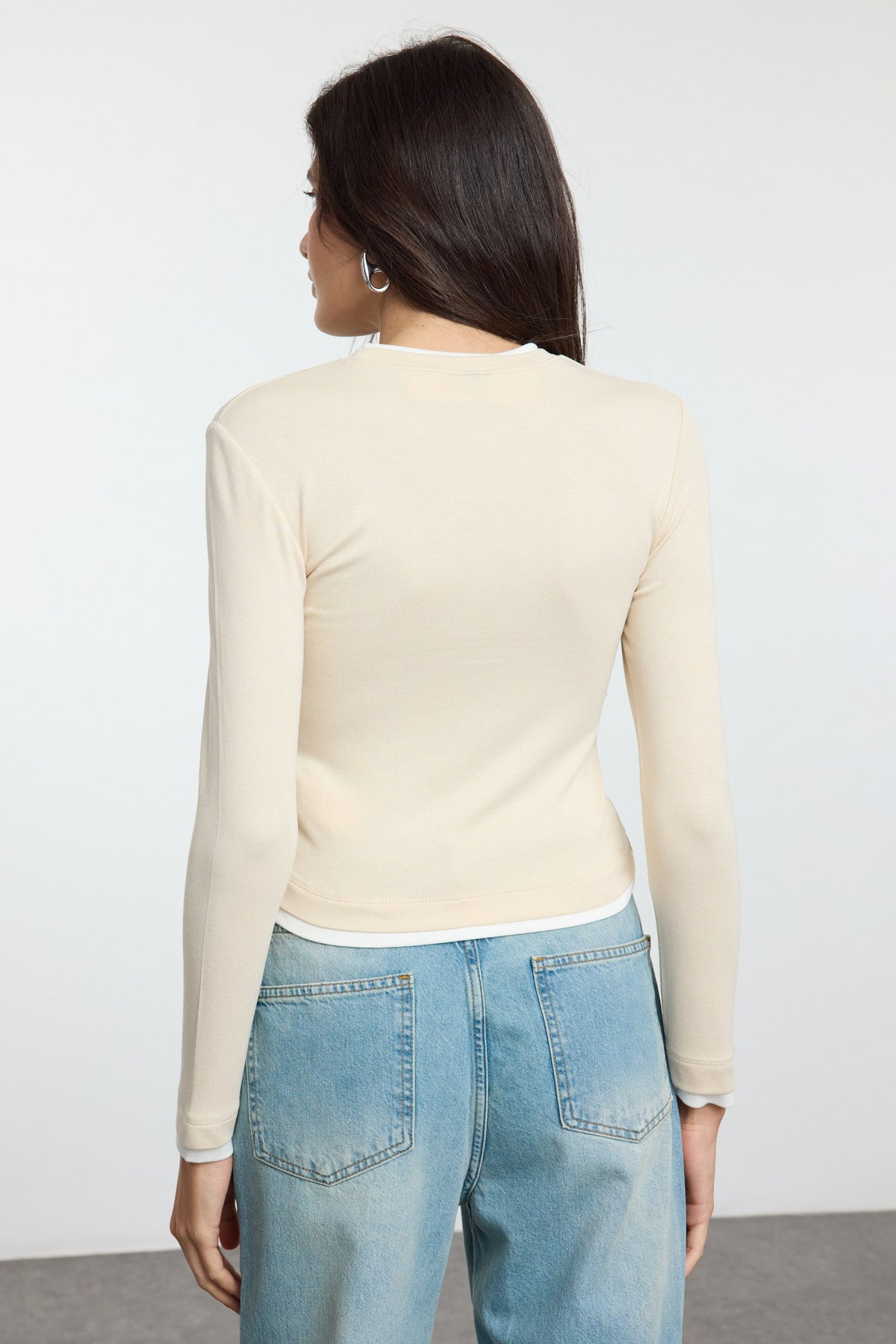 Trendyolmilla Pembe Renk Bloklu Fitted/Vücuda Oturan Viskon/Yumuşak Kumaşlı Esnek Örme Bluz TWOAW25BZ00114