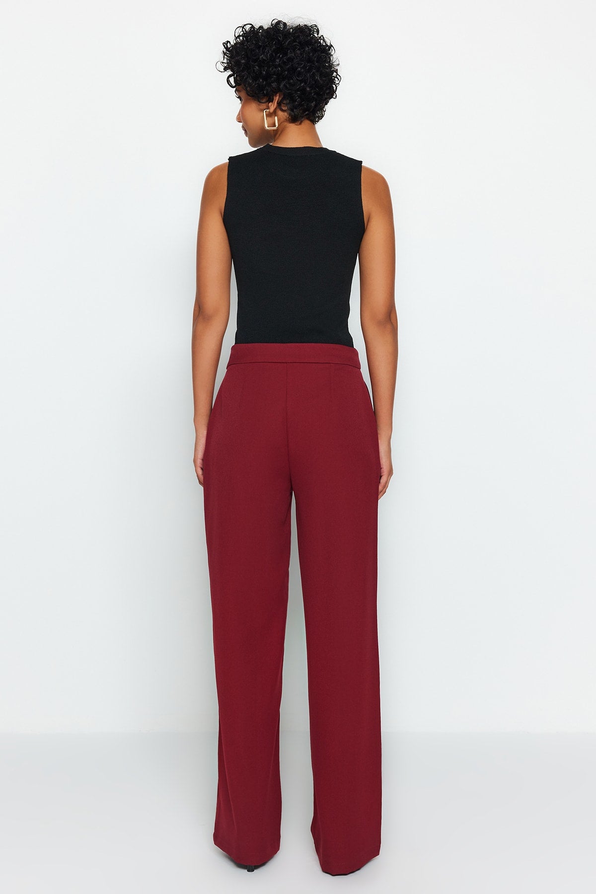 Trendyolmilla Lacivert Wide Leg/Geniş Paça Dokuma Kumaş Pantolon TWOAW22PL0139