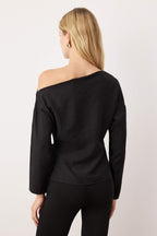 Trendyolmilla Ördek Başı Yeşili Aksesuar Detaylı Düşük Omuz Dokuma Bluz TWOAW26BZ00280