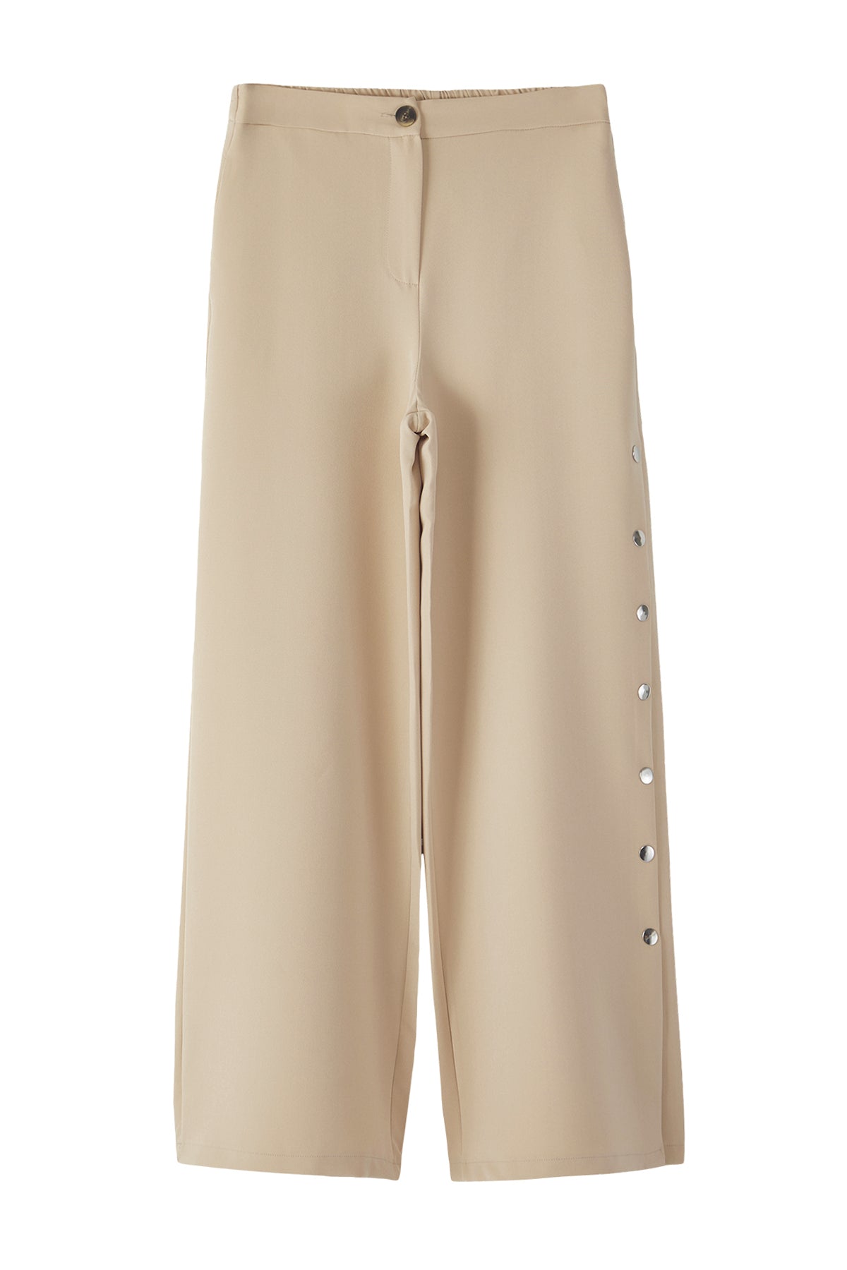 Trendyolmilla Taş Wide Leg/Geniş Paça Yanları Düğmeli Dokuma Kumaş Pantolon TWOSS20PL0398
