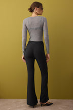 Trendyolmilla Siyah Flare Kalıp Nervürlü Bootcut Pantolon TWOAW26PL00043