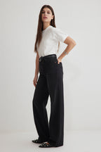 Siyah Yüksek Bel Wide Leg Geniş Paça %100 Pamuk Non-Stretch Jeans TWOSS25JE00060