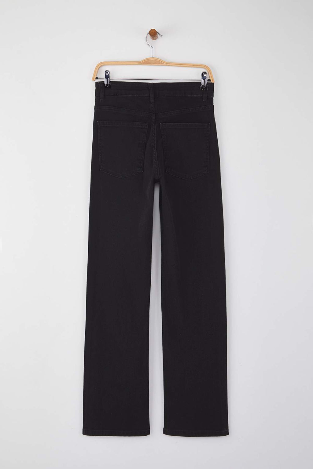 Trendyolmilla Siyah Normal Bel Geniş Paça Orta Esnek Straight Smoke Jeans TWOAW26JE00085