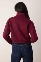 Trendyolmilla Siyah Kalın İçi Polarlı Dik Yaka Yarım Pat Fermuarı Crop Örme Sweatshirt TWOAW26SW00233