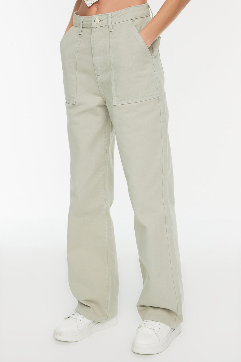 Trendyolmilla Siyah Cep Detaylı Yüksek Bel Wide Leg Jeans TWOAW22JE0595