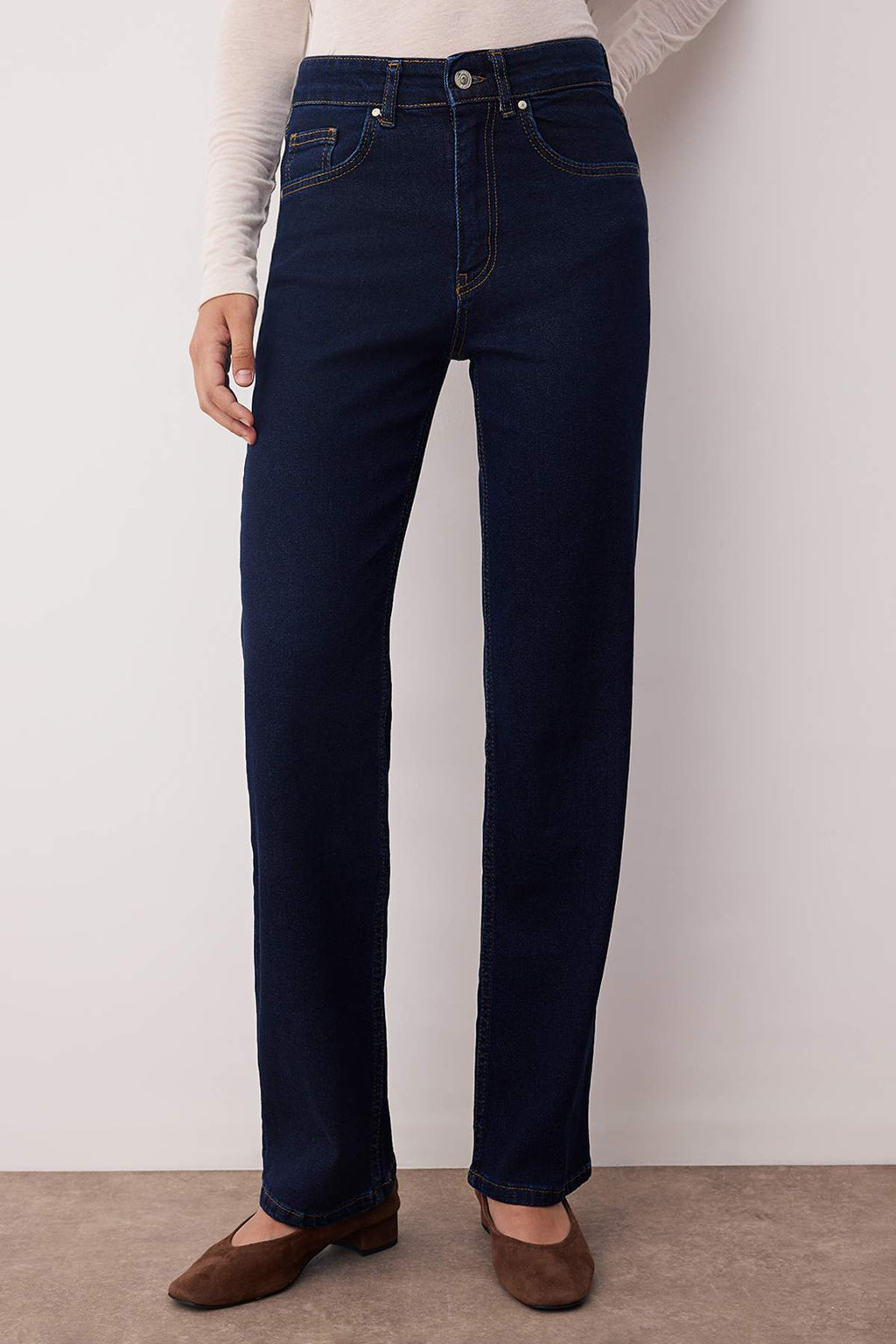 Trendyolmilla Siyah Normal Bel Geniş Paça Orta Esnek Straight Smoke Jeans TWOAW26JE00085
