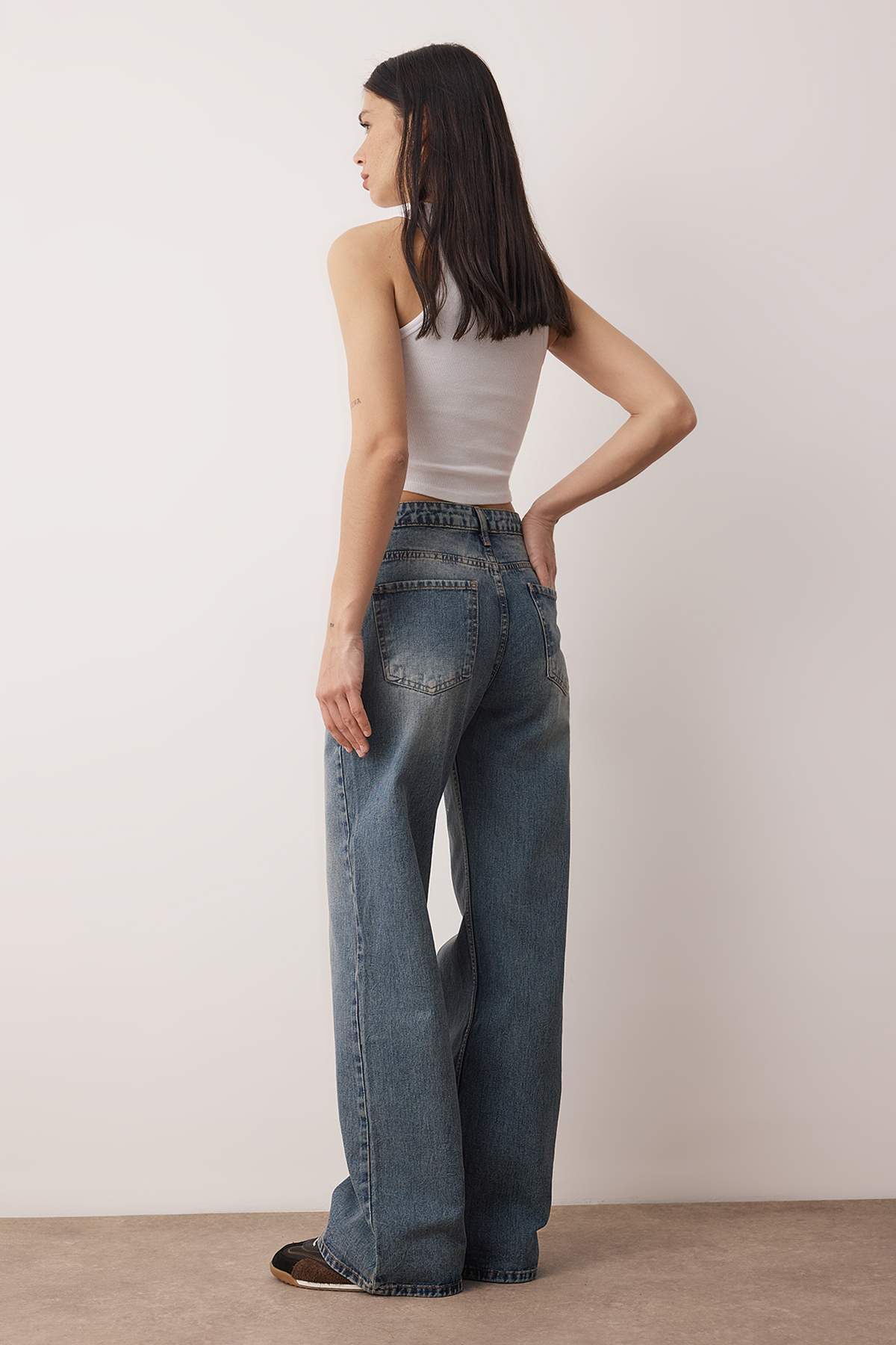 Trendyolmilla Mavi Yüksek Bel Wide Leg Palazzo Jeans TWOAW26JE00269
