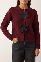 Trendyolmilla Bordo Bisiklet Yaka Kurdele Detaylı Triko Hırka TWOAW26HI00236 Triko Hırka TWOAW26HI00236