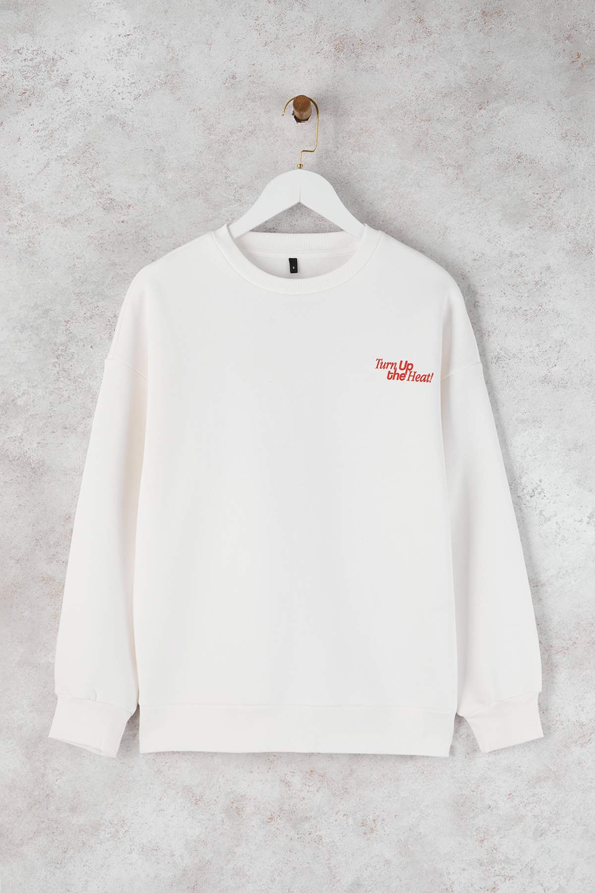 Teen Ekru Sırt Domates Baskılı Oversize/Geniş Kalıp Örme Sweatshirt TWOAW26SW00188